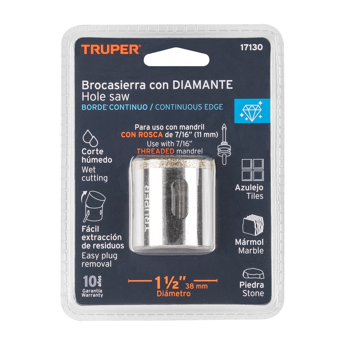 BROCASIERRA DIAMANTE 1-1/2' BORDE CONTINUO TRUPER 17130 COAZ-1-1/2