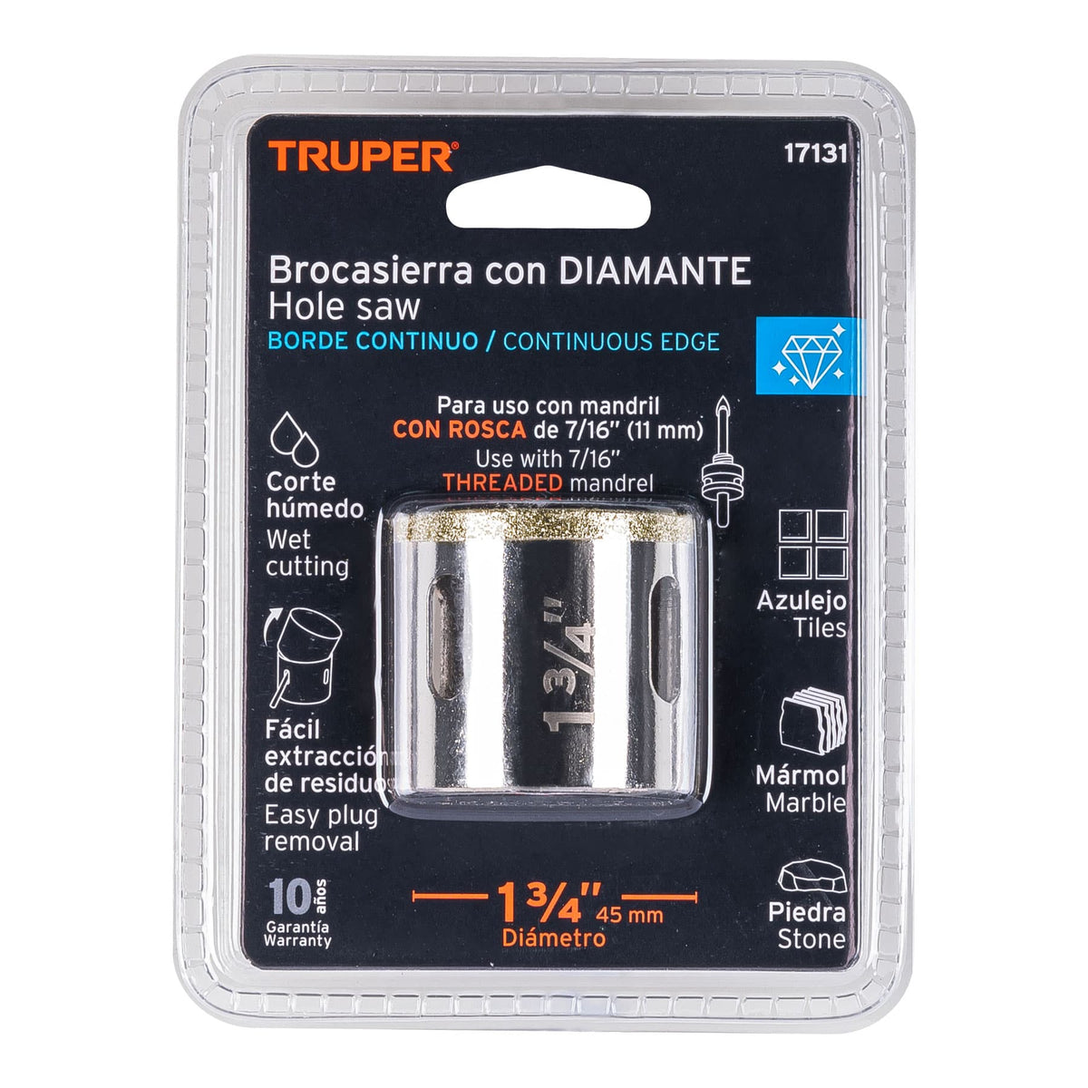 BROCASIERRA DIAMANTE 1-3/4' BORDE CONTINUO TRUPER 17131 COAZ-1-3/4