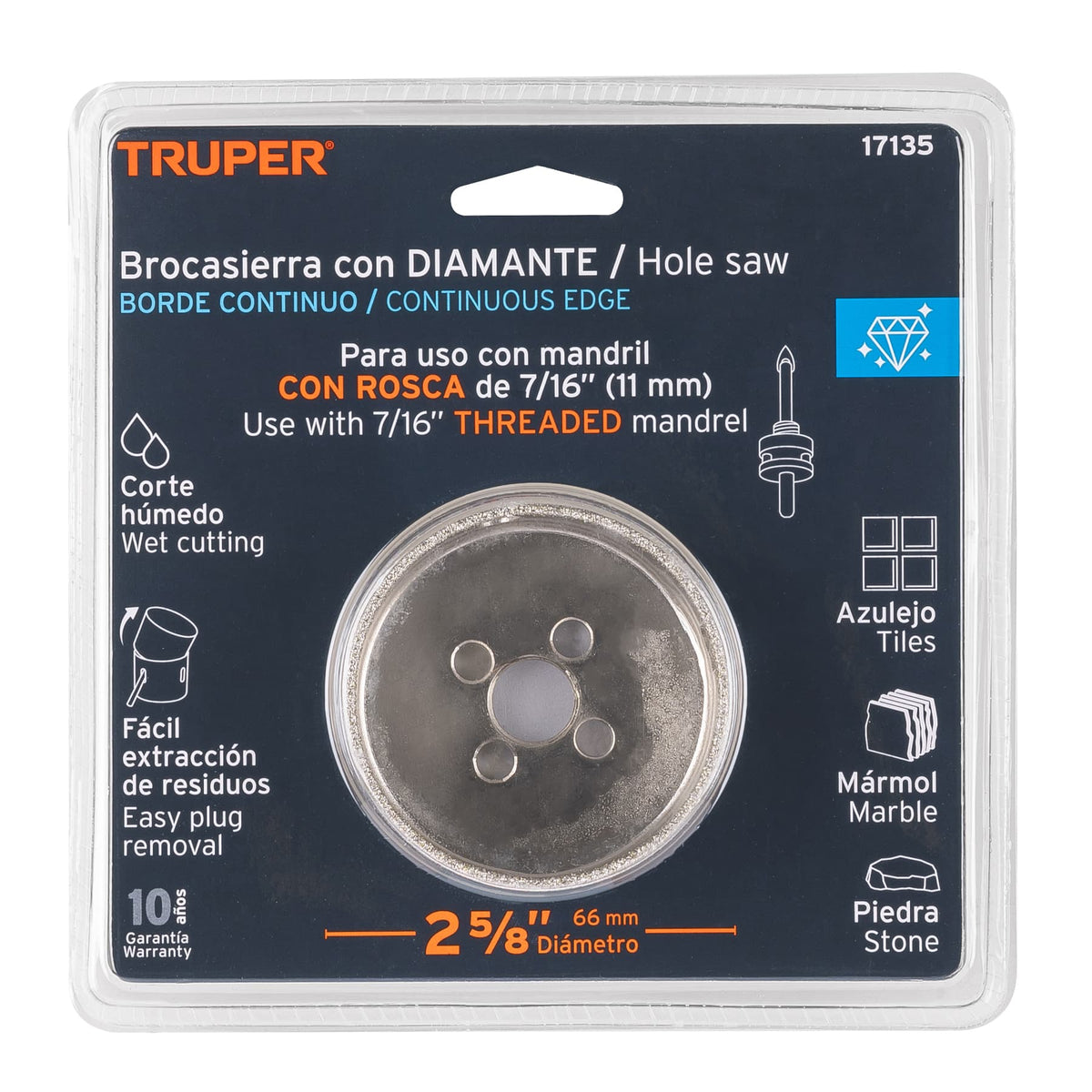BROCASIERRA DIAMANTE 2-5/8' BORDE CONTINUO TRUPER 17135 COAZ-2-5/8