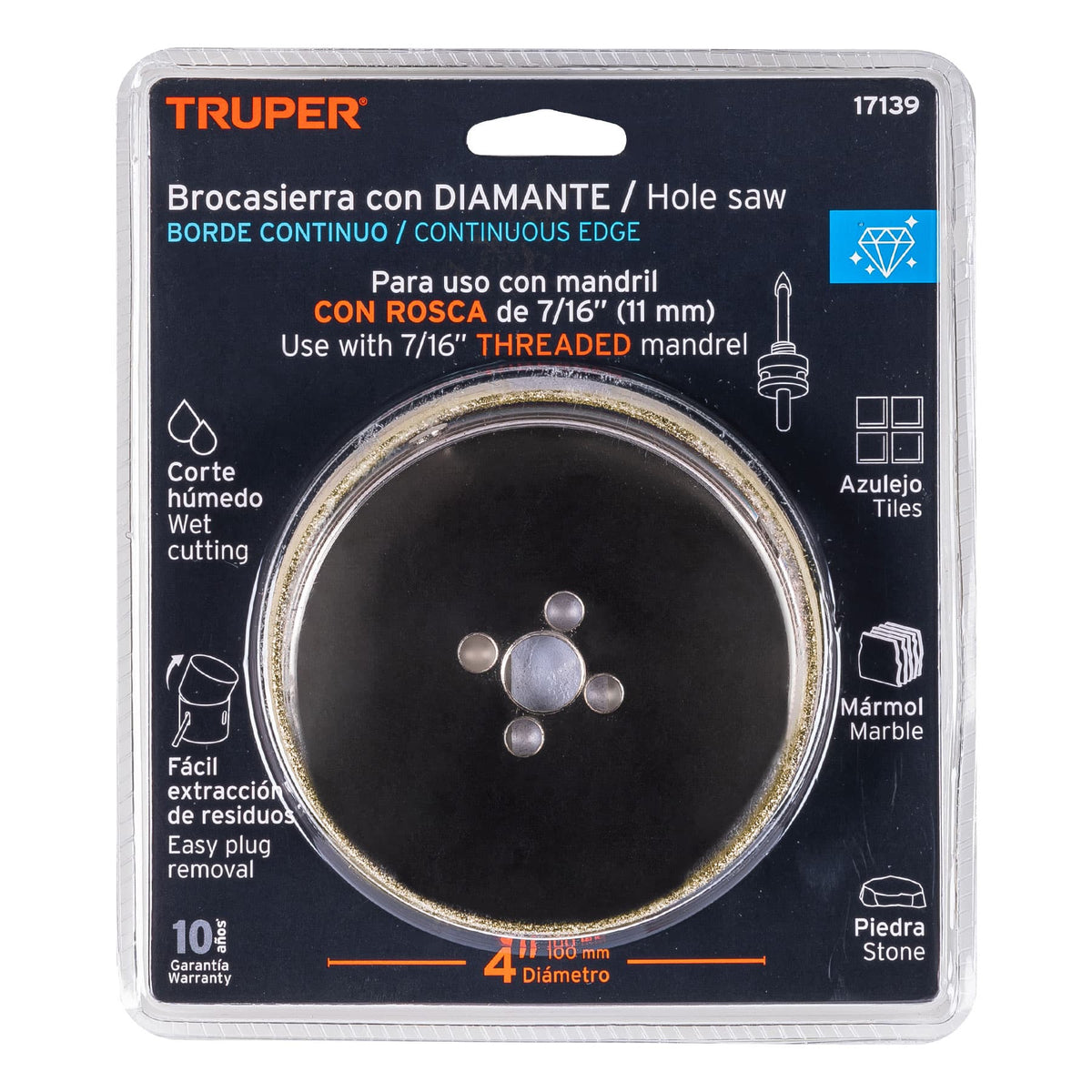 BROCASIERRA DIAMANTE 4' BORDE CONTINUO TRUPER 17139 COAZ-4