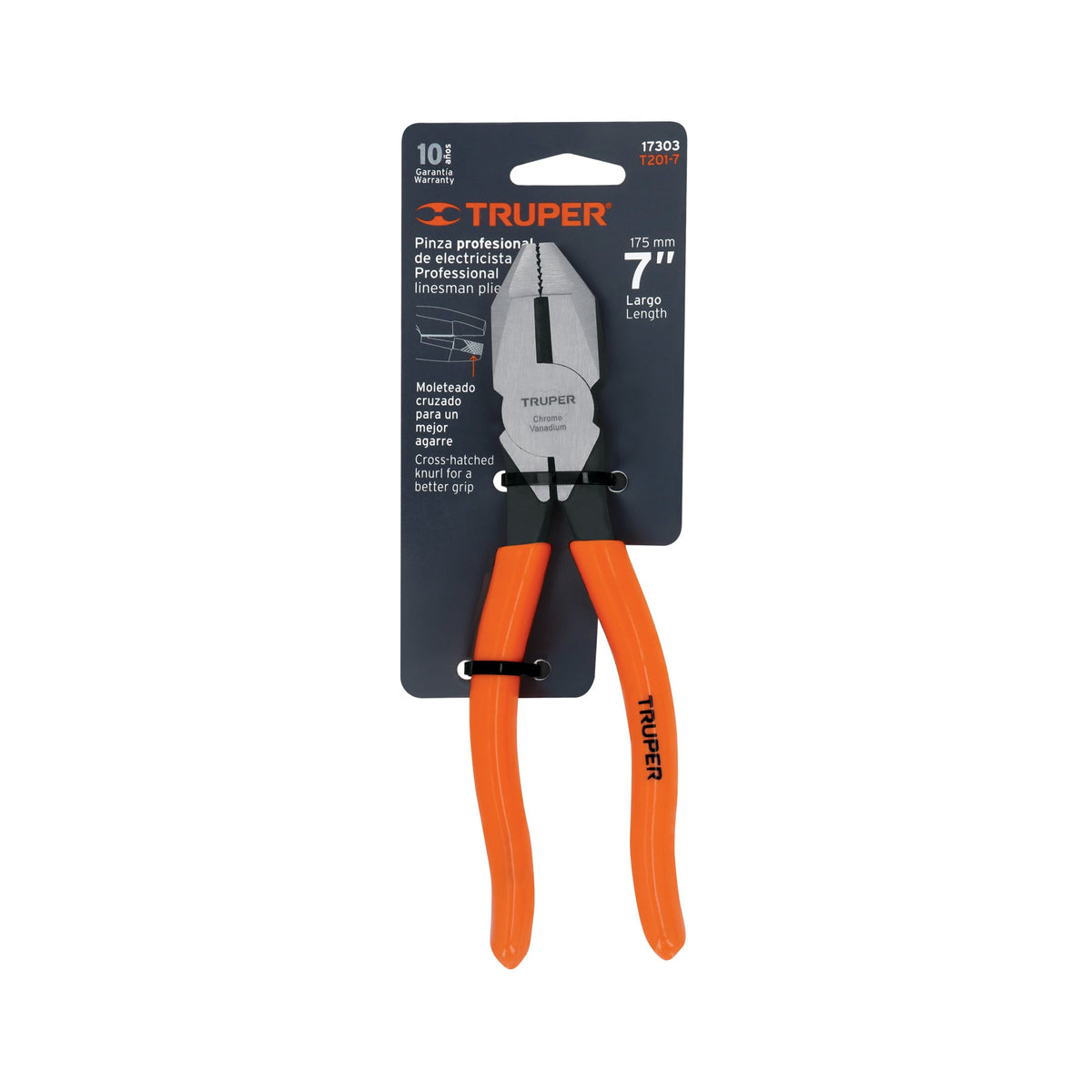 PINZA PARA ELECTRICISTA 7' USO RUDO MANGO PVC TRUPER 17303 T201-7