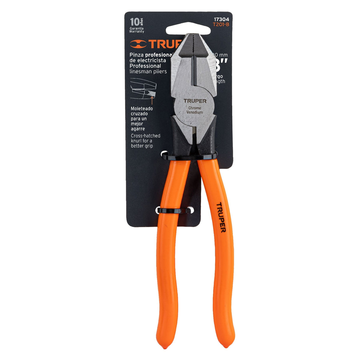 PINZA PARA ELECTRICISTA 8' USO RUDO MANGO PVC TRUPER 17304 T201-8