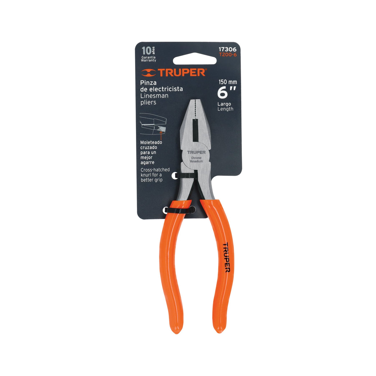 PINZA PARA ELECTRICISTA 6' MANGO DE PVC TRUPER 17306 T200-6