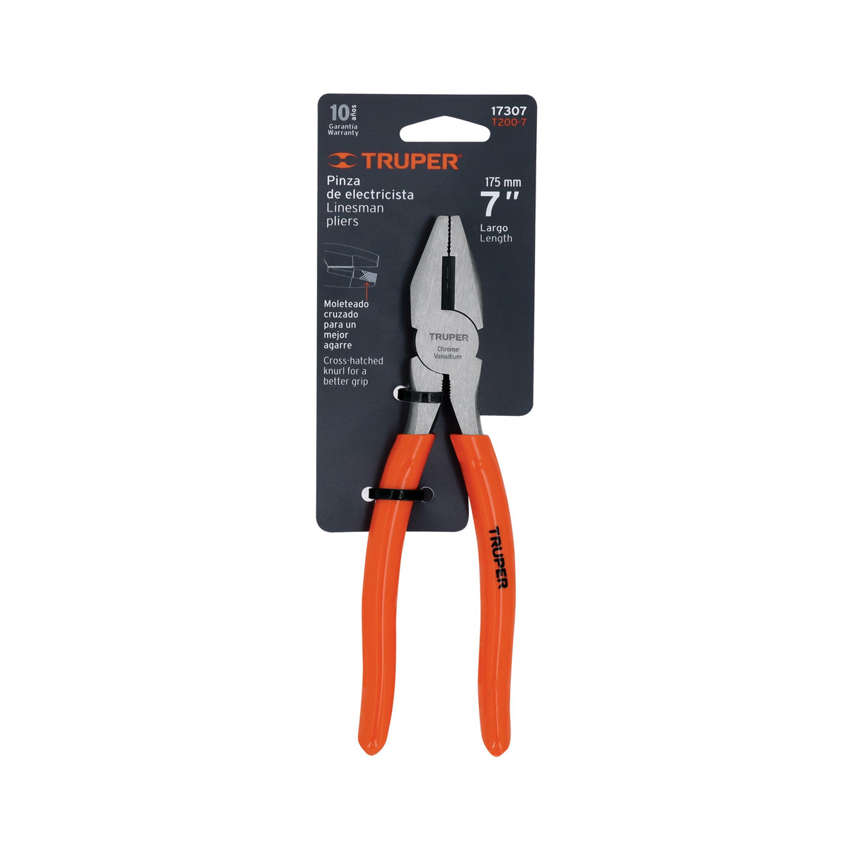 PINZA PARA ELECTRICISTA 7' MANGO DE PVC TRUPER 17307 T200-7