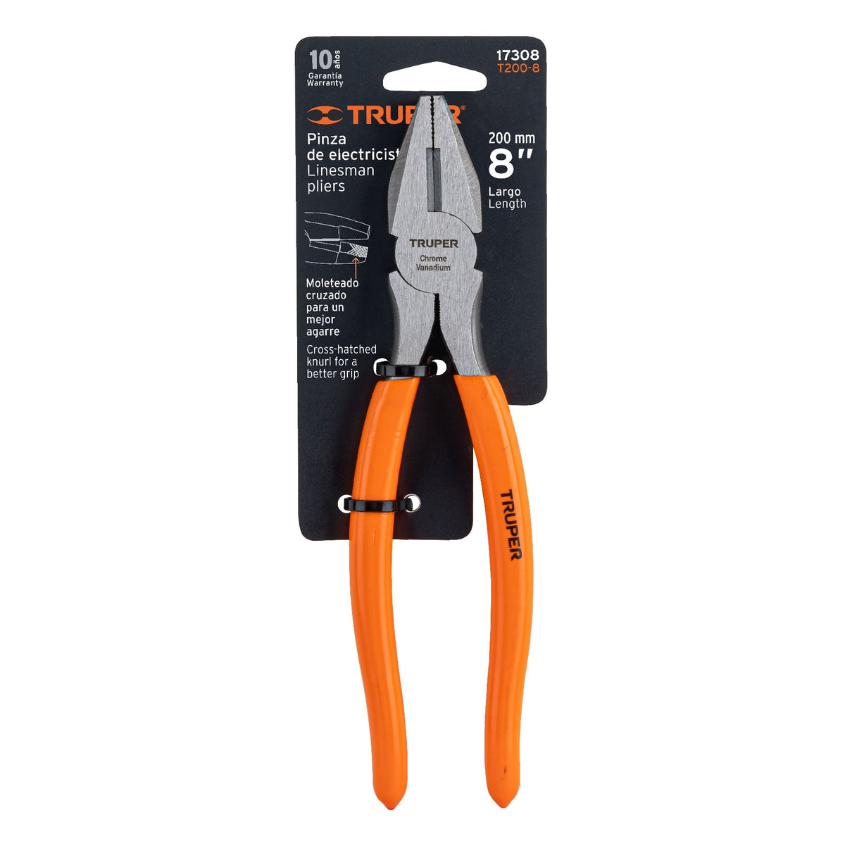 PINZA PARA ELECTRICISTA 8' MANGO DE PVC TRUPER 17308 T200-8