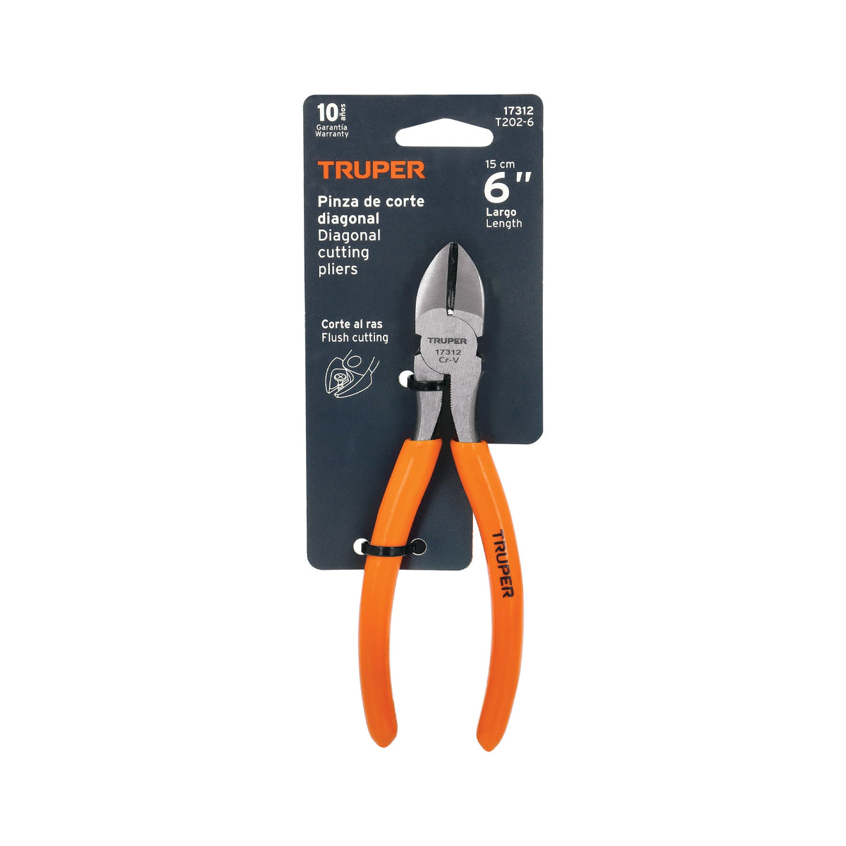 PINZA DE CORTE DIAGONAL 6' MANGO DE PVC TRUPER 17312 T202-6
