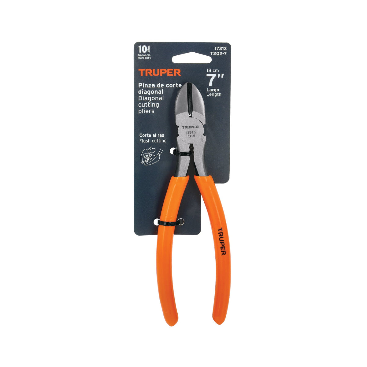 PINZA DE CORTE DIAGONAL 7' MANGO DE PVC TRUPER 17313 T202-7