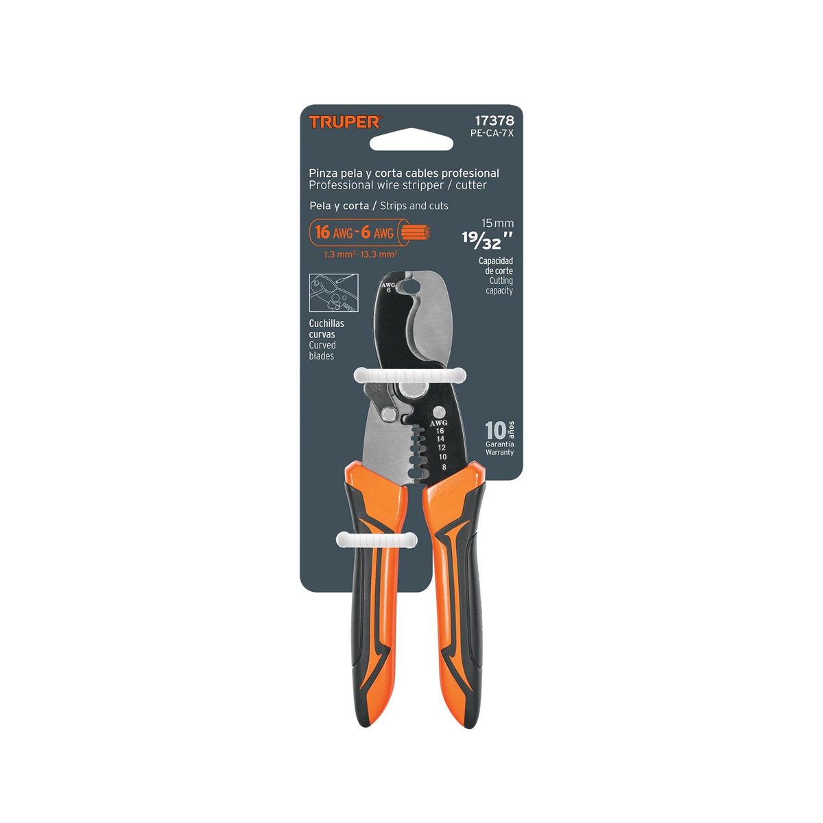 PINZA PROFESIONAL 7' PELA CABLES Y CORTA CABLES 14 A 8 AWG 17378 PE-CA-7X