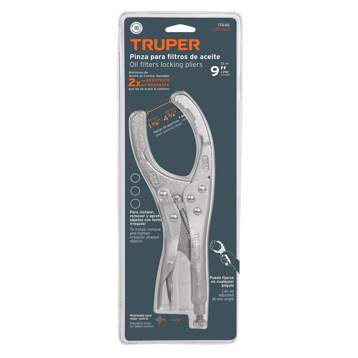 PINZA DE PRESIÓN 9' PARA FILTROS DE ACEITE TRUPER 17446 PPF-500