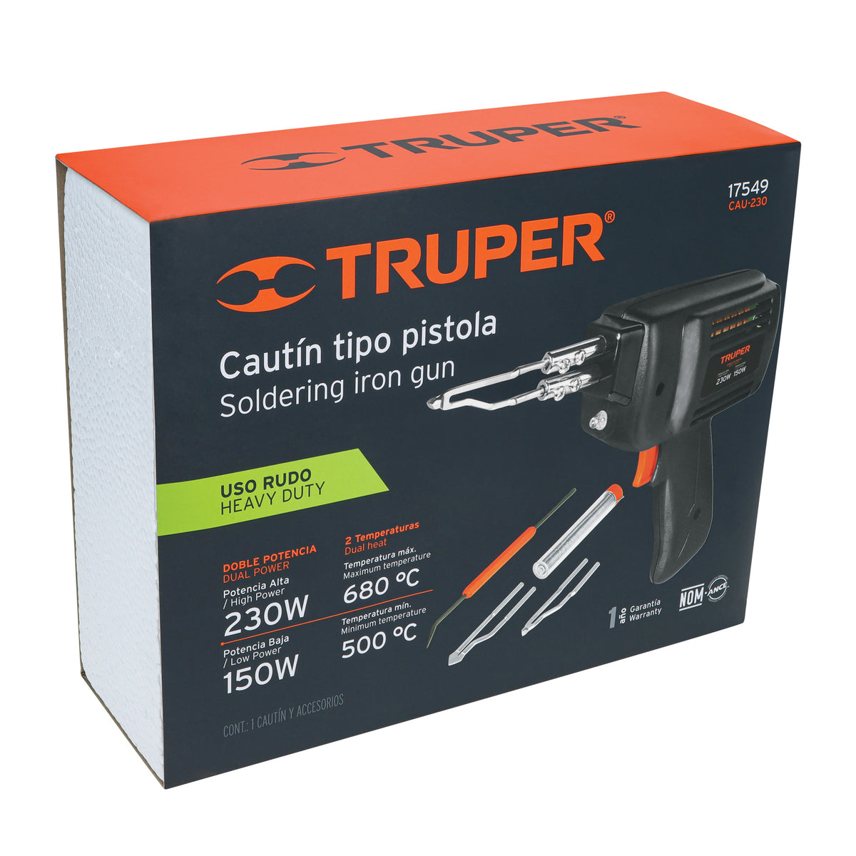 CAUTÍN 230 W TIPO PISTOLA CON 2 TEMPERATURAS TRUPER 17549 CAU-230