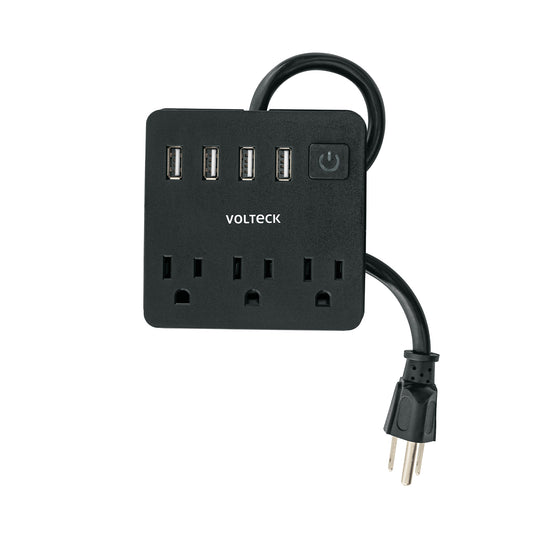 Multicontacto VOLTECK 49321 MUL-3UN, 3 entradas y 4 puertos USB