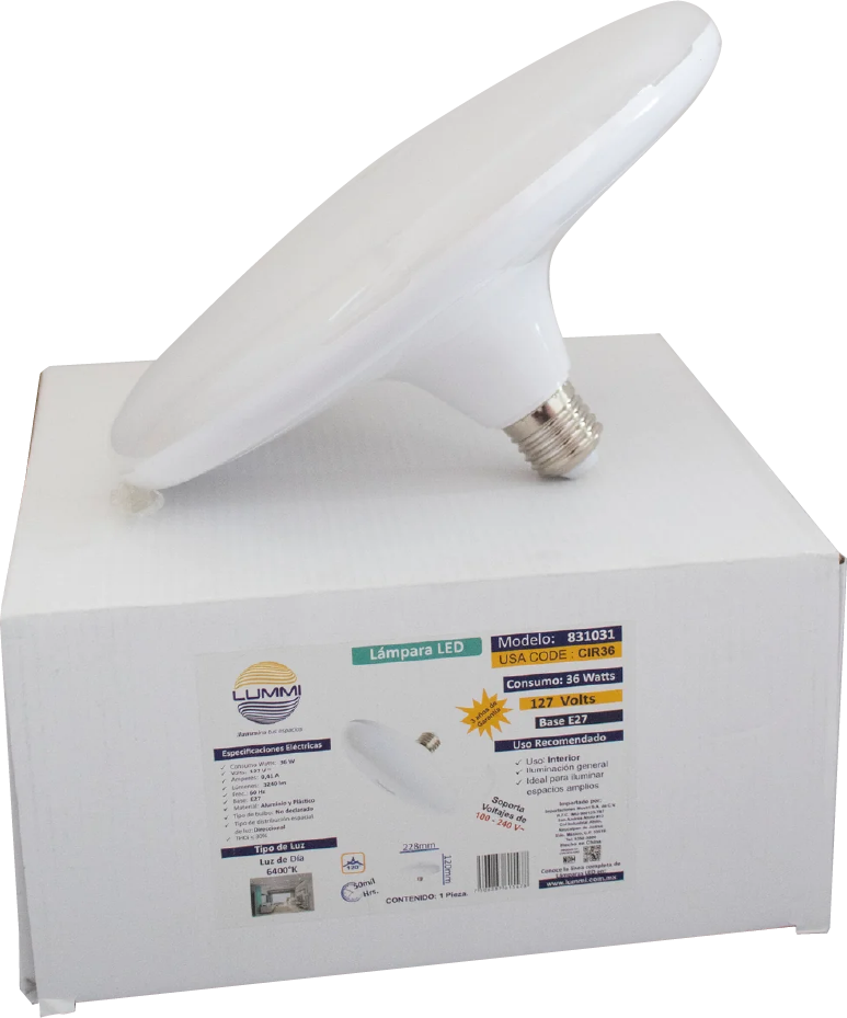 Luminaria Circular LED Luz Fría 36W 100-240V 3240LM E26 CIR36