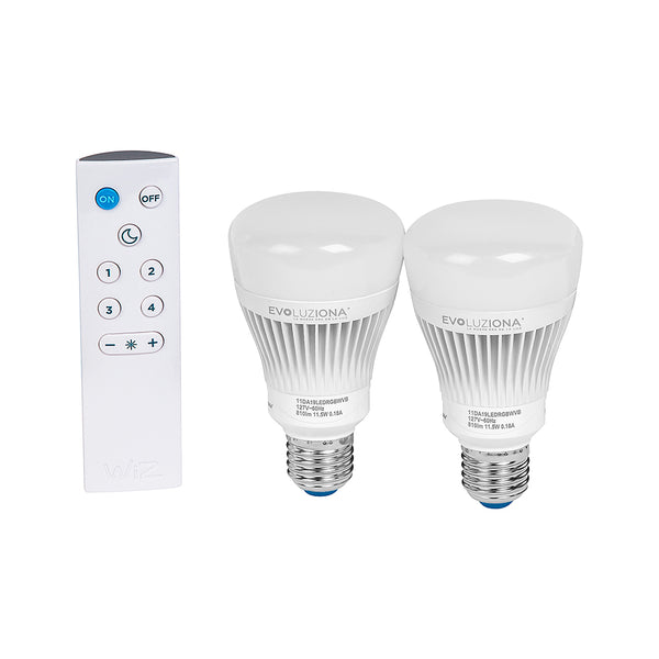 KIT SMART 2 FOCOS WAVE I 60W 100-127V 27-65K E27 810L 11DA19LEDCCTWVB-K