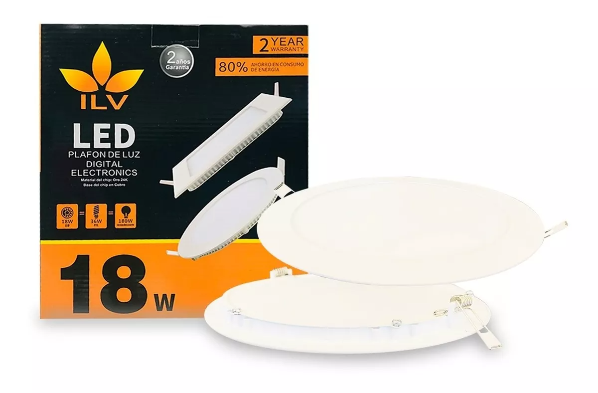 Panel Slim Redondo Empotrable Luz Fría 18W 85-265V 1640LM 65K MPD-018-01-SR